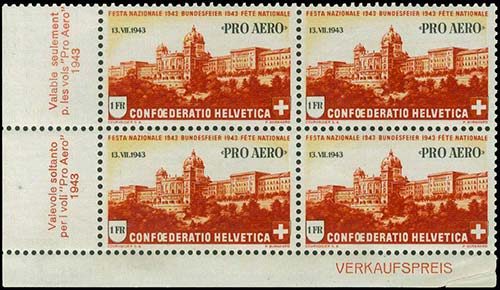 1Fr 1943 Pro Aero stamp in u/m ... 