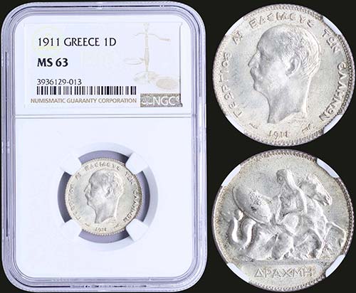 GREECE: 1 Drachma (1911) (type II) ... 