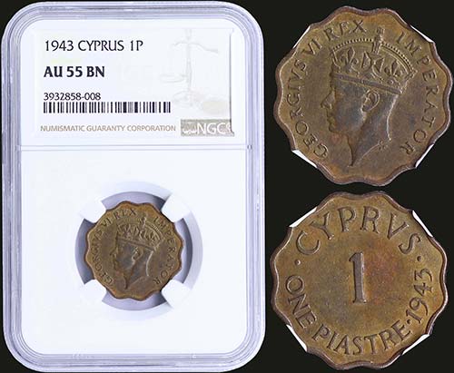 CYPRUS: 1 Piastre (1943) in bronze ... 