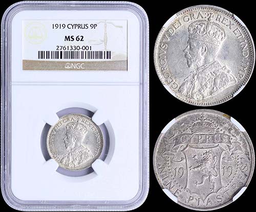 CYPRUS: 9 Piastres (1919) in ... 