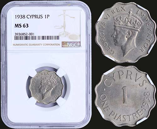 CYPRUS: 1 Piastre (1938) in ... 