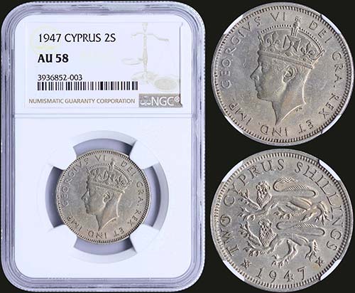 CYPRUS: 2 Shillings (1947) in ... 