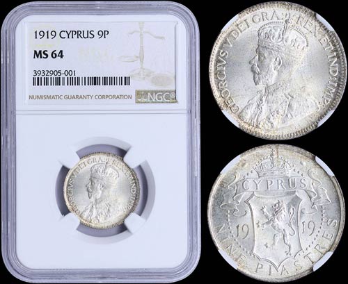 CYPRUS: 9 Piastres (1919) in ... 
