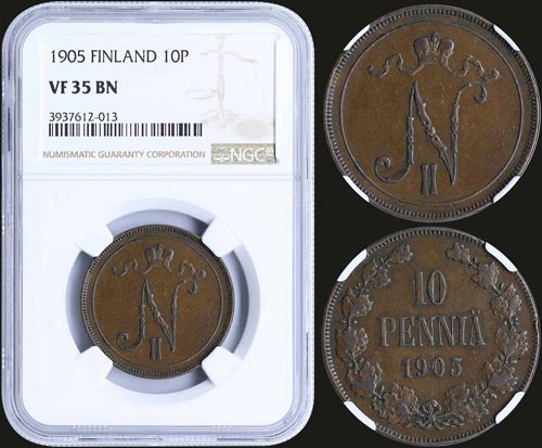 FINLAND: 10 Pennia (1905) in ... 