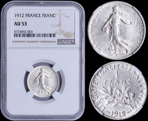 FRANCE: 1 Franc (1912) in silver ... 