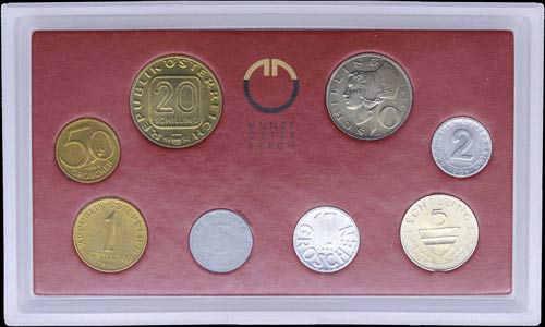 AUSTRIA: Coin set of 8 values, ... 