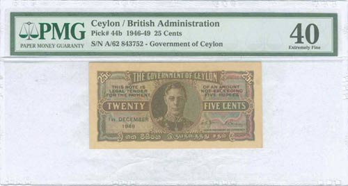 CEYLON: 25 Cents (1.12.1949) in ... 