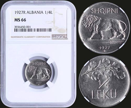 ALBANIA: 1/4 Leku (1927 R) in ... 