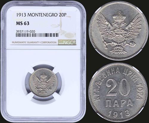 MONTENEGRO: 20 Para (1913) in ... 