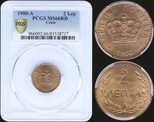 GREECE: 2 Lepta (1900 A) in bronze ... 