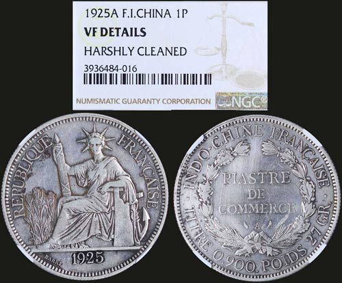 FRENCH INDO-CHINA: Set of 2 silver ... 