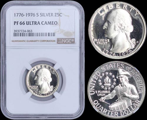 USA: 25 Cents (1976 S) in silver ... 