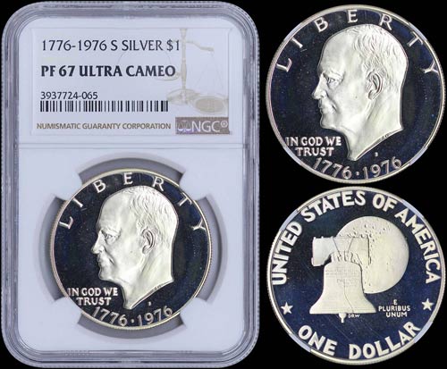 USA: 1 Dollar (1976 S) in silver ... 