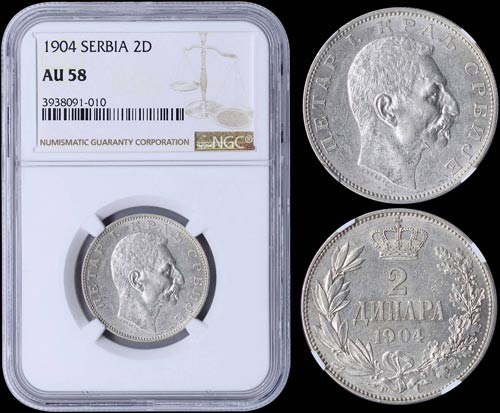 SERBIA: 2 Dinara (1904) in silver ... 