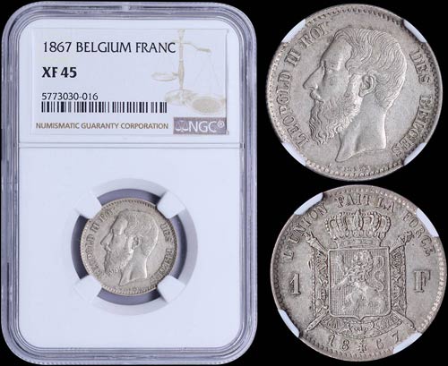 BELGIUM: 1 Franc (1867) in silver ... 