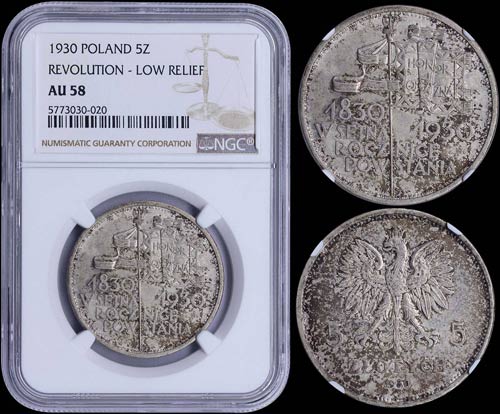 POLAND: 5 Zlotych (1930) in silver ... 