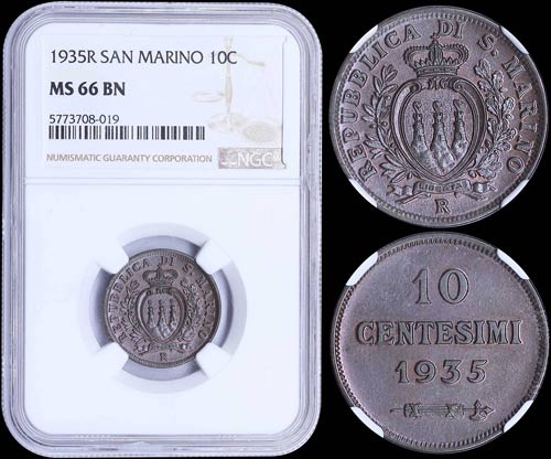 SAN MARINO: 10 Centesimi (1935 R) ... 