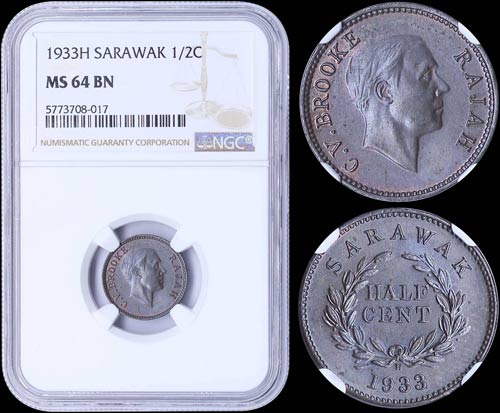 SARAWAK: 1/2 Cent (1933 H) in ... 