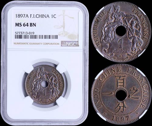 FRENCH INDOCHINA: 1 Cent (1897 A) ... 