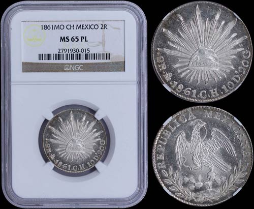 MEXICO: 2 Reales (1861 MO CH) in ... 