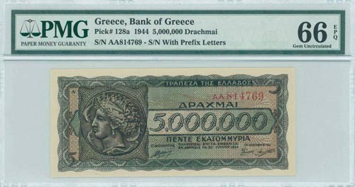 WWII ISSUES - GREECE: 5 million ... 