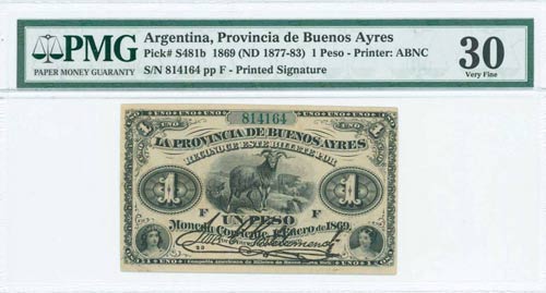 ARGENTINA: 1 Peso (1.1.1869 - ND ... 