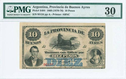 ARGENTINA: 10 Pesos (1.1.1869 - ND ... 