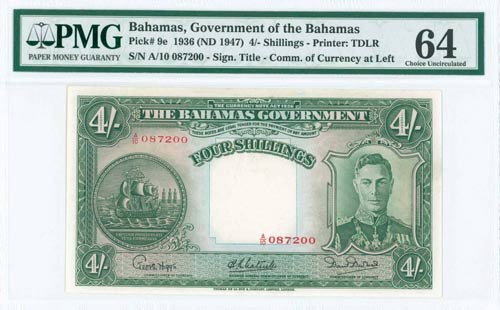 BAHAMAS: 4 Shillings (Law 1936 - ... 