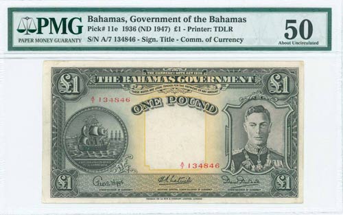 BAHAMAS: 1 Pound (Law 1936 - ND ... 