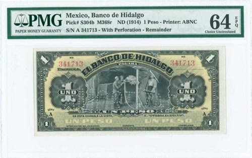 MEXICO: 1 Peso (ND 1914) remainder ... 