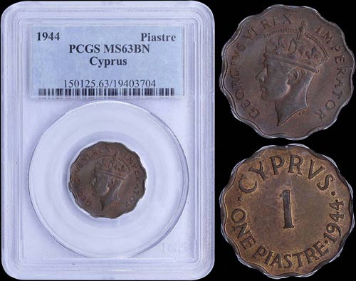 CYPRUS: 1 Piastre (1944) in bronze ... 