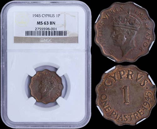 CYPRUS: 1 Piastre (1945) in bronze ... 