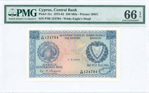 BANKNOTES OF CYPRUS - GREECE: 250 ... 