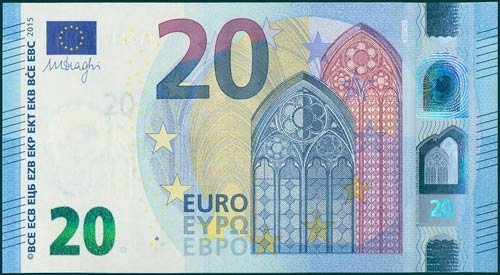 AUSTRIA: 20 Euro (2015) in blue ... 