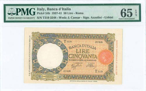 ITALY: 50 Lire (27.8.1937) in ... 