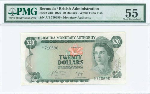 BERMUDA: 20 Dollars (1.3.1976) in ... 