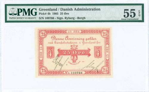 GREENLAND: 25 Ore (1905) in red ... 