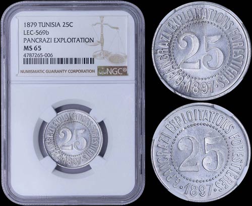 TUNISIA: 25 Cents (1879) in ... 