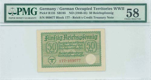 GREECE: 50 Reichspfennig (ND 1941) ... 