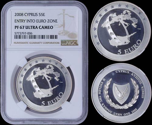 CYPRUS: 5 Euro (2008) in silver ... 
