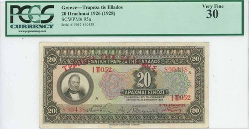 GREECE: 20 Drachmas (19.10.1926) ... 