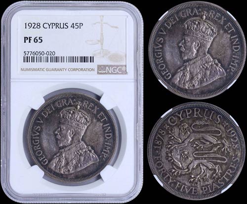 CYPRUS: 45 Piastres (1928) in ... 