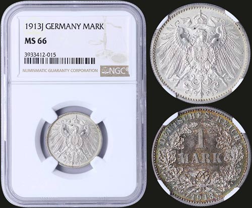 GERMANY: 1 Mark (1913 J) in silver ... 
