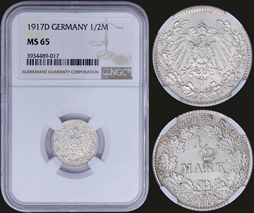 GERMANY: 1/2 Mark (1917 D) in ... 