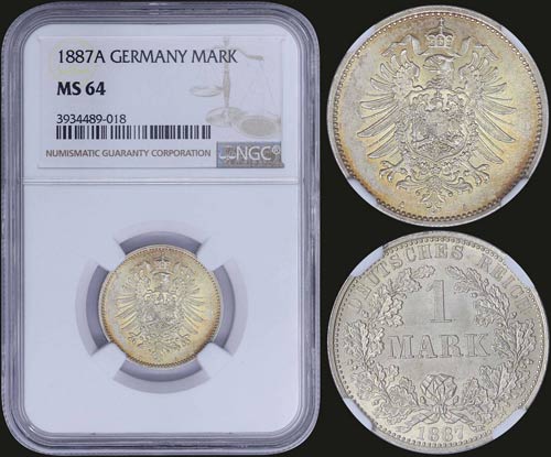 GERMANY: 1 Mark (1887 A) in silver ... 