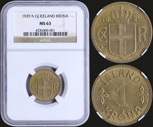 ICELAND: 1 Krona (1929 N GJ) in ... 