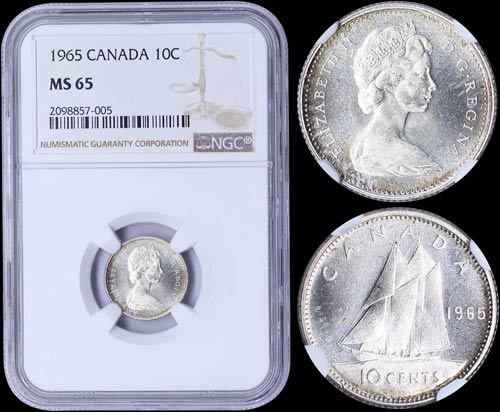 CANADA: 10 Cents (1965) in silver ... 