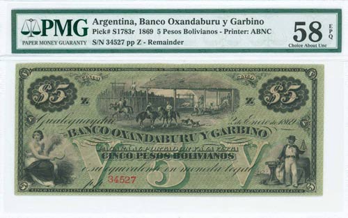 ARGENTINA: Remainder of 5 Pesos ... 