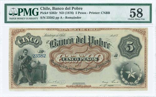 CHILE: Remainder of 5 Pesos (187_) ... 