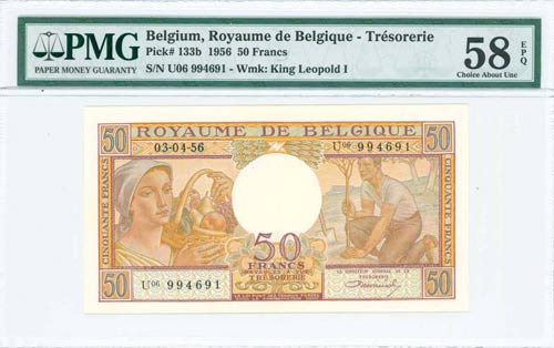 BELGIUM: 50 Francs (3.4.1956) in ... 